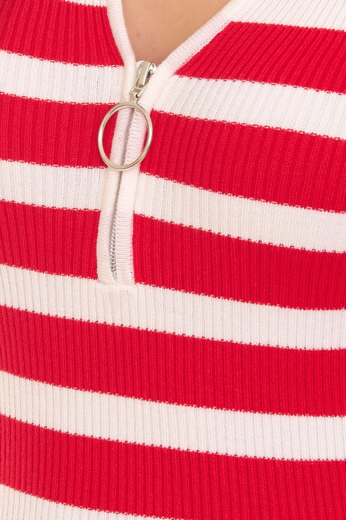 Poloshirts & Blusen*melrose Damen Langarm Polo-Shirt mit weitem V-Ausschnitt mit Kent-Kragen Sweatshirt 11397721 Rot/Weiß