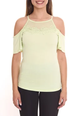 Tops & T-Shirts*melrose Damen Off-Shoulder-Shirt mit Blumenborder elegantes Ausgeh-Top 11037716 Grün