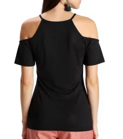Tops & T-Shirts*melrose Damen Off-Shoulder-Shirt mit Blumenborder elegantes Ausgeh-Top  89386742 Schwarz