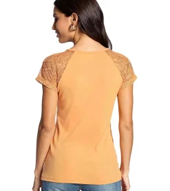 Tops & T-Shirts*melrose Damen Shirt stylisches Sommer-Shirt mit Spitze 52186059 Orange