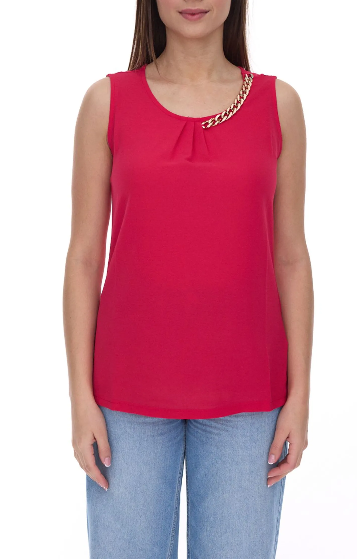 Tops & T-Shirts*melrose Damen Top Sommer-Shirt mit einer Gold-Kette Freizeit-Shirt 36725307 Rosa