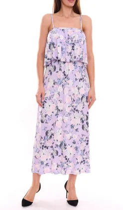 Kleider*melrose Maxi-Kleid feminines Damen Bandeau-Kleid mit floralem Allover-Print 55799824 Violett