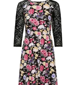 Kleider*melrose Mini-Kleid Damen Sommerkleid mit elegantem Blumen-Print Abend-Kleid 47780801 Schwarz/Bunt
