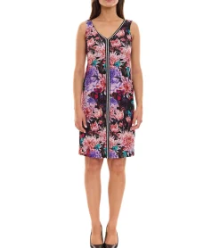 Kleider*melrose Mini-Kleid ärmelloses Damen Sommerkleid mit Blütendruck und Glitzertape 32156535 Schwarz/Bunt