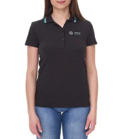 Poloshirts & Blusen*Mercedes-Benz AMG Petronas F1 MAPF1 Polo Damen Baumwoll-Shirt Polo-Shirt mit Team-Logos und farblichen Akzenten Kurzarm-Shirt 701222289 001 Schwarz