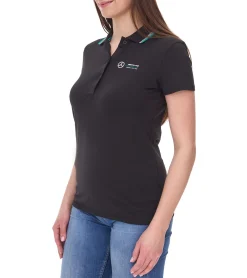 Poloshirts & Blusen*Mercedes-Benz AMG Petronas F1 MAPF1 Polo Damen Baumwoll-Shirt Polo-Shirt mit Team-Logos und farblichen Akzenten Kurzarm-Shirt 701222289 001 Schwarz