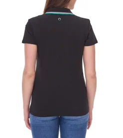 Poloshirts & Blusen*Mercedes-Benz AMG Petronas F1 MAPF1 Polo Damen Baumwoll-Shirt Polo-Shirt mit Team-Logos und farblichen Akzenten Kurzarm-Shirt 701222289 001 Schwarz