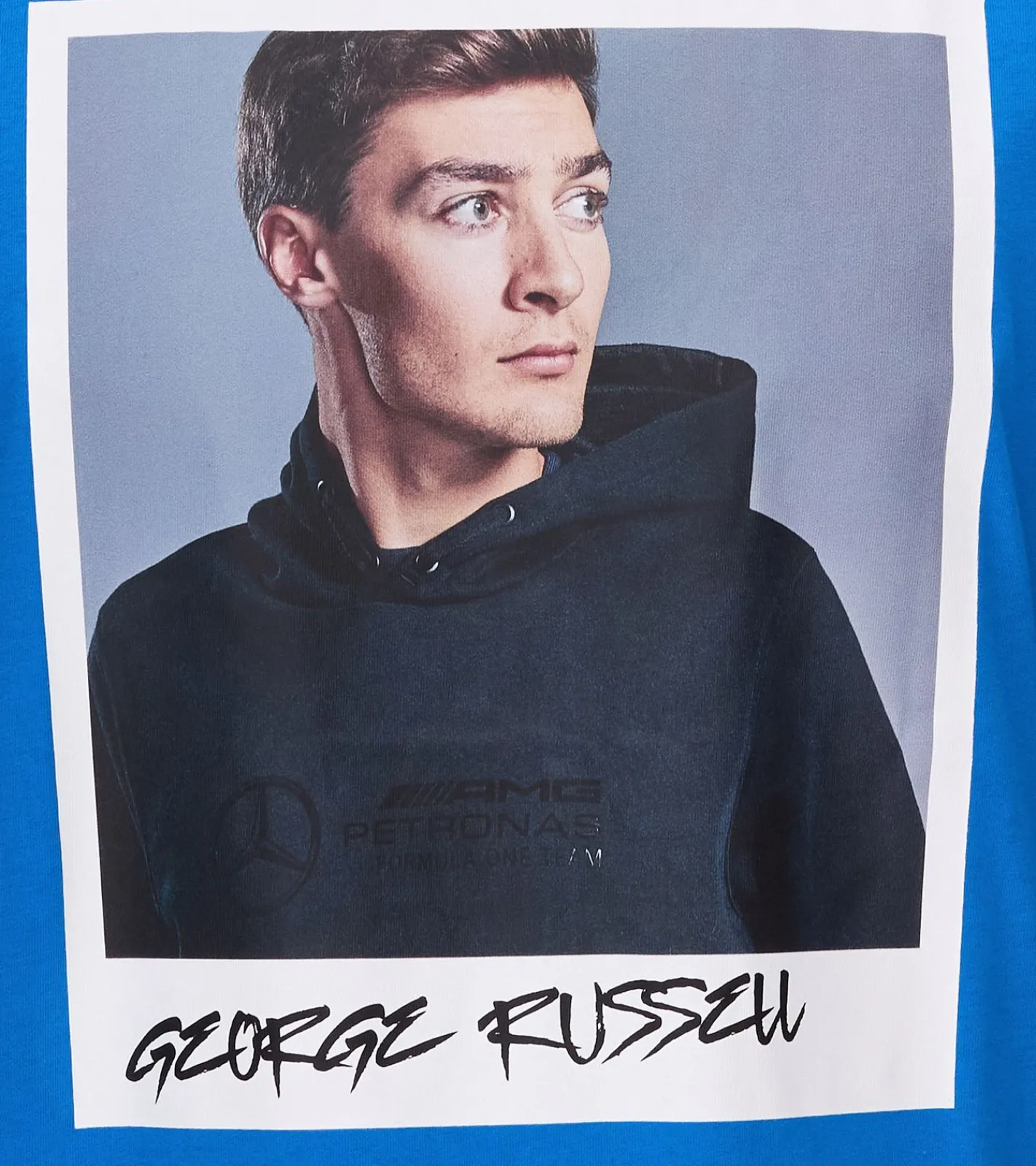 T-Shirts & Tank Tops|Große Größen*Mercedes-Benz AMG Petronas F1 MAPF1 Portrait oder Logo Herren Baumwoll-Shirt mit George Russel Print Rundhals-Shirt 701222296-701222304 Blau oder Lila