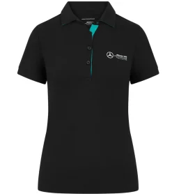 Poloshirts & Blusen*Mercedes-Benz AMG Petronas F1 MAPF1 Polo Damen Baumwoll-Shirt Polo-Shirt mit Team-Logos und farblichen Akzenten Kurzarm-Shirt 701227044 001 Schwarz