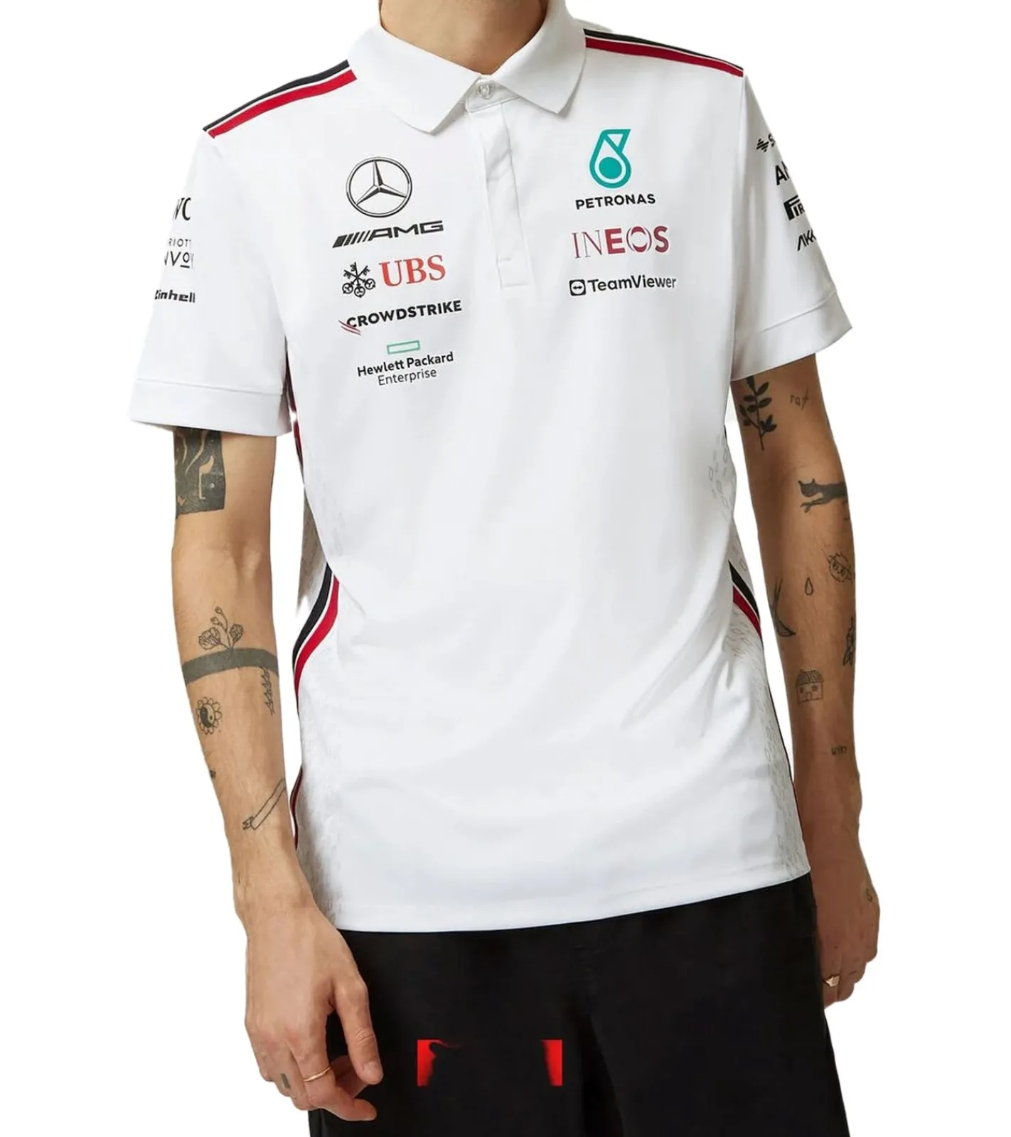 Hemden & Poloshirts*Mercedes-Benz AMG Petronas F1 2023 Team-Poloshirt Herren Motorsport-Shirt Kurzarm-Shirt 701223408 oder Schwarz Weiß