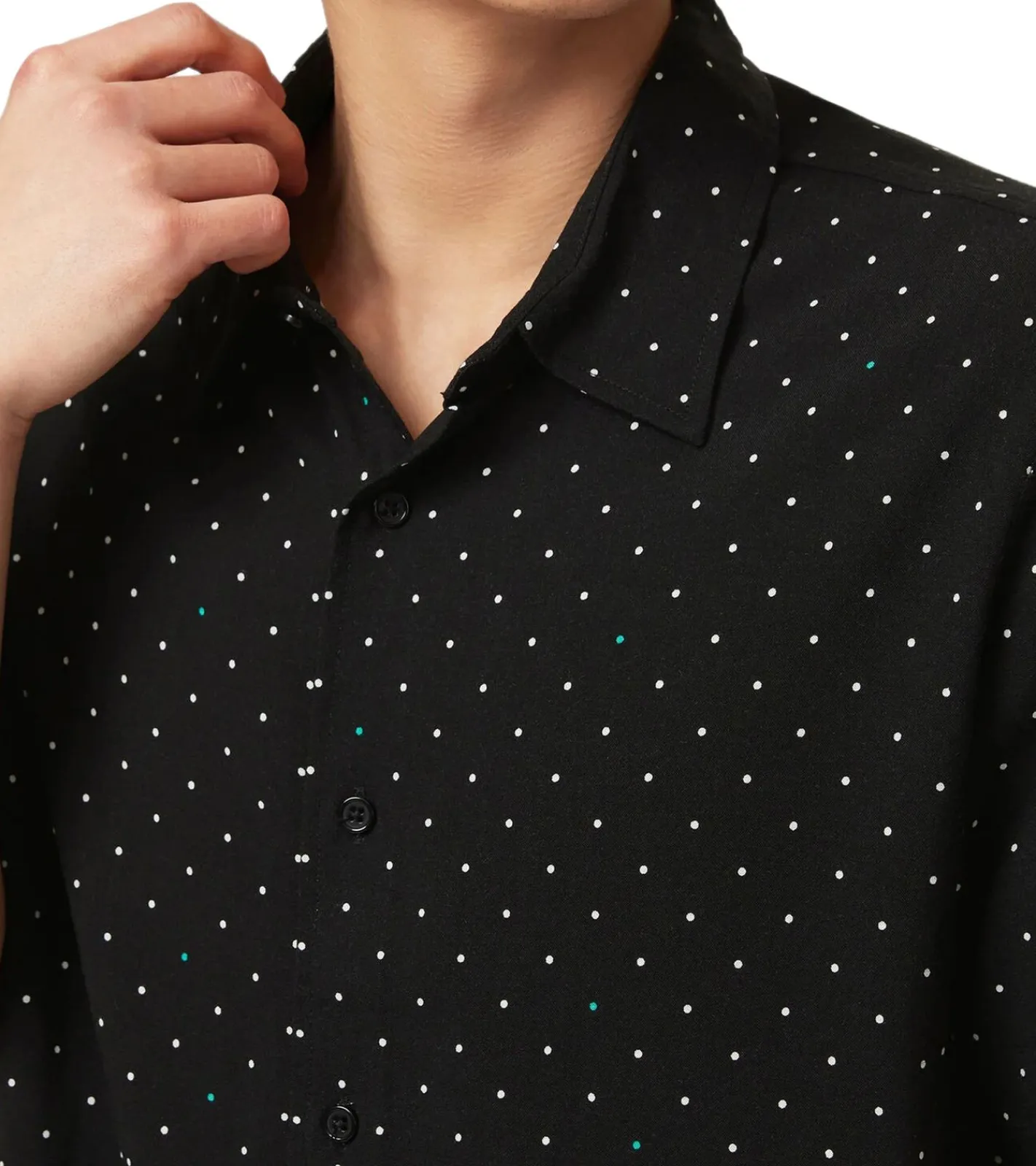 Hemden & Poloshirts*Mercedes-Benz AMG Petronas F1 MAPF1 FW Polka Dot Herren Hemd gepunktetes Kurzarm-Hemd 701222323 001 Schwarz