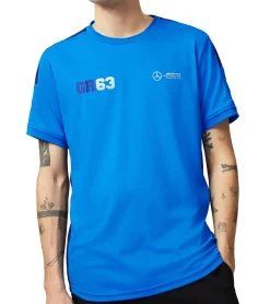 T-Shirts & Tank Tops*Mercedes-Benz AMG Petronas F1 MAPF1 FW George Russell Herren Basic T-Shirt mit GR63-Print Alltags-Shirt 701222311 001 Blau
