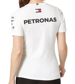 Tops & T-Shirts*Mercedes-Benz AMG Petronas F1 MAPF1 Driver Damen Baumwoll-Shirt Kurzarm-Shirt mit Team- und Sponsoren-Logos Rundhals-Shirt 141101070 200 Weiß