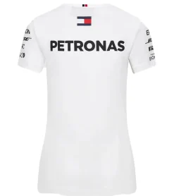 Tops & T-Shirts*Mercedes-Benz AMG Petronas F1 MAPF1 Driver Damen Baumwoll-Shirt Kurzarm-Shirt mit Team- und Sponsoren-Logos Rundhals-Shirt 141101070 200 Weiß
