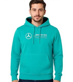Pullover & Sweater*Mercedes-Benz AMG Petronas F1 Baumwoll-Hoodie Herren Kapuzen-Sweatshirt Formel 1 Team Logo 701227033 002 Türkis