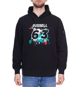 Pullover & Sweater*Mercedes-Benz AMG Petronas George Russell #63 Herren Hoodie Bio-Baumwoll Kapuzen-Pullover Sweater 701220835 001 Schwarz