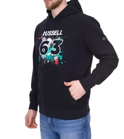 Pullover & Sweater*Mercedes-Benz AMG Petronas George Russell #63 Herren Hoodie Bio-Baumwoll Kapuzen-Pullover Sweater 701220835 001 Schwarz