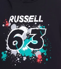 Pullover & Sweater*Mercedes-Benz AMG Petronas George Russell #63 Herren Hoodie Bio-Baumwoll Kapuzen-Pullover Sweater 701220835 001 Schwarz