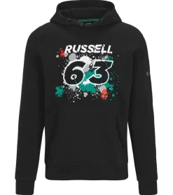 Pullover & Sweater*Mercedes-Benz AMG Petronas George Russell #63 Herren Hoodie Bio-Baumwoll Kapuzen-Pullover Sweater 701220835 001 Schwarz