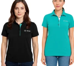 Poloshirts & Blusen*Mercedes-Benz AMG Petronas F1 MAPF1 Polo Damen Baumwoll-Shirt Polo-Shirt mit Team-Logos und farblichen Akzenten Kurzarm-Shirt 701227044 Türkis-Grün oder Schwarz