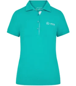 Poloshirts & Blusen*Mercedes-Benz AMG Petronas F1 MAPF1 Polo Damen Baumwoll-Shirt Polo-Shirt mit Team-Logos und farblichen Akzenten Kurzarm-Shirt 701227044 Türkis-Grün oder Schwarz