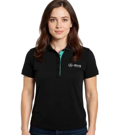 Poloshirts & Blusen*Mercedes-Benz AMG Petronas F1 MAPF1 Polo Damen Baumwoll-Shirt Polo-Shirt mit Team-Logos und farblichen Akzenten Kurzarm-Shirt 701227044 Türkis-Grün oder Schwarz