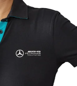 Poloshirts & Blusen*Mercedes-Benz AMG Petronas F1 MAPF1 Polo Damen Baumwoll-Shirt Polo-Shirt mit Team-Logos und farblichen Akzenten Kurzarm-Shirt 701227044 Türkis-Grün oder Schwarz