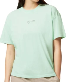 Tops & T-Shirts*Mercedes-Benz AMG Petronas F1 Retro Damen T-Shirt mit großem AMG Petronas Rückenschriftzug Baumwoll-Shirt 701225452 001 Mintgrün