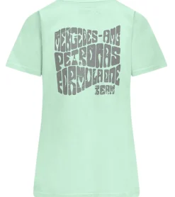 Tops & T-Shirts*Mercedes-Benz AMG Petronas F1 Retro Damen T-Shirt mit großem AMG Petronas Rückenschriftzug Baumwoll-Shirt 701225452 001 Mintgrün