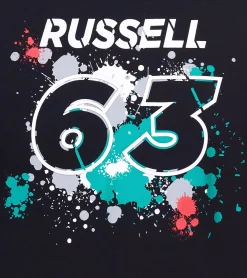 T-Shirts & Tank Tops*Mercedes-Benz AMG Petronas F1 MAPF1 FW George #63 Herren Baumwoll-Shirt mit George Russel Print Rundhals-Shirt 701220866 Schwarz oder Weiß