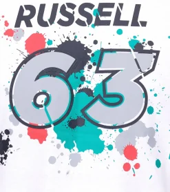 T-Shirts & Tank Tops*Mercedes-Benz AMG Petronas F1 MAPF1 FW George #63 Herren Baumwoll-Shirt mit George Russel Print Rundhals-Shirt 701220866 Schwarz oder Weiß