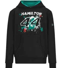 Pullover & Sweater*Mercedes-Benz AMG Petronas F1 Lewis Hamilton Hoodie nachhaltiges Mädchen und Jungen Kapuzen-Sweatshirt Formel 1 701218883 001 Schwarz