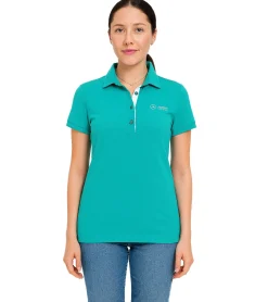 Poloshirts & Blusen*Mercedes-Benz AMG Petronas F1 MAPF1 Polo Damen Baumwoll-Shirt Polo-Shirt mit Team-Logos und farblichen Akzenten Kurzarm-Shirt 701227044 002 Türkis-Grün