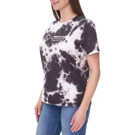 Tops & T-Shirts*Mercedes-Benz AMG Petronas F1 Tie Dye Damen Baumwoll-Shirt Rundhals-Shirt mit Team- und Sponsoren-Logos T-Shirt im Batik Look 701225035 001 Braun/Creme