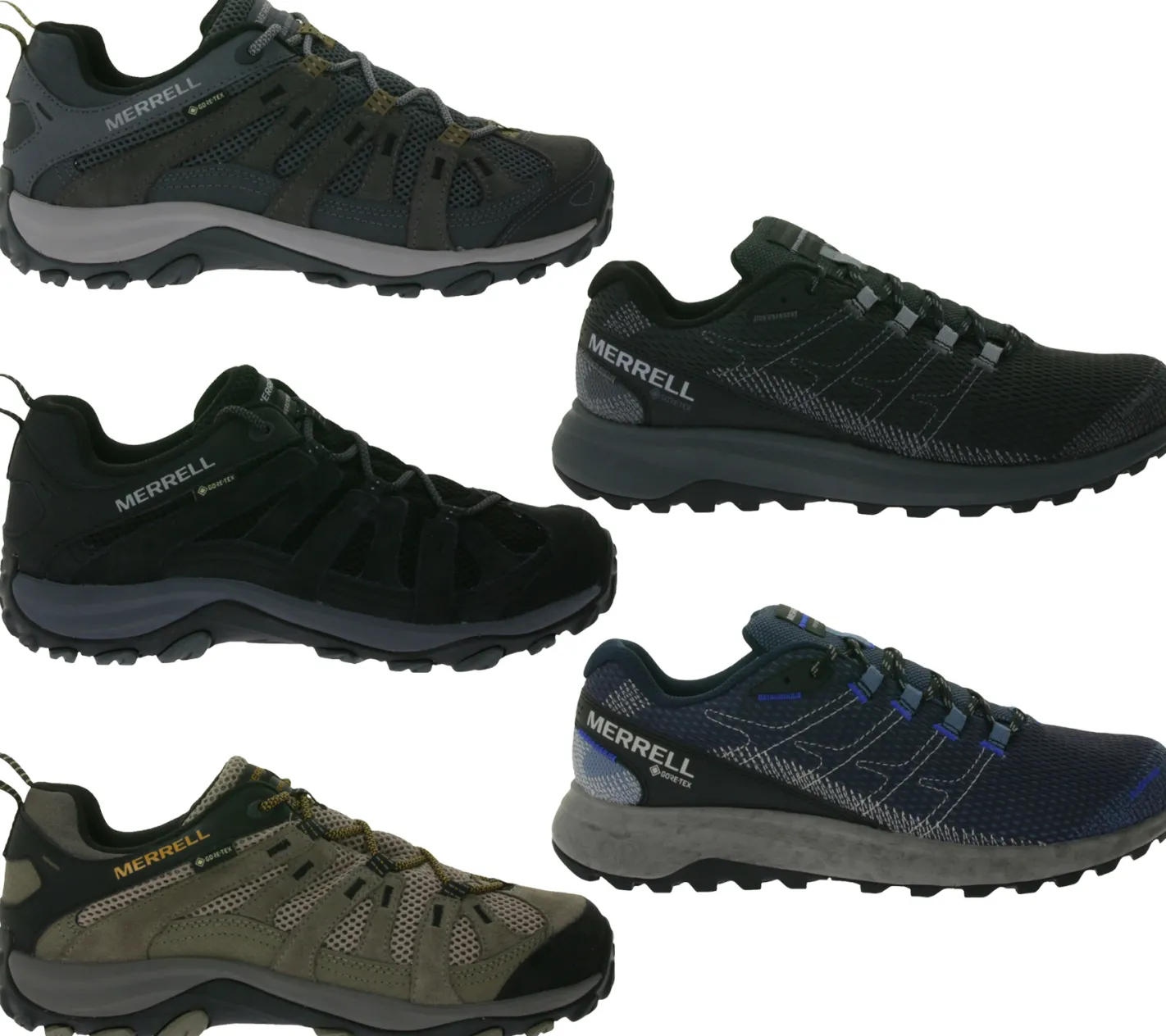 Laufschuhe & Joggingschuhe|Schnürschuhe & Halbschuhe*MERRELL Alverstone 2 Gore-Tex Herren Wanderschuhe oder nachhaltige Fly Strike Lauf-Schuhe wasserdichte GTX Outdoor-Schuhe mit Wechselfußbett Grau, Hellbraun, Schwarz oder Blau Alverstone 2 Grau
