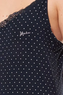 Bademode & Nachtwäsche*MEXX Damen Nachthemd Pyjama Langarm- oder Armloses Neglige in Blau oder Schwarz [Langarm] Blau/Weiß