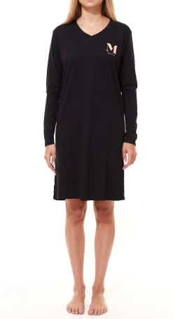 Bademode & Nachtwäsche*MEXX Damen Nachthemd Pyjama Langarm- oder Armloses Neglige in Blau oder Schwarz [Langarm] Blau/Weiß