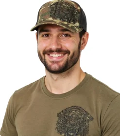 Caps & Mützen*BioworldMerch Miami Ink Baseball-Cap im Camouflage-Look Trucker-Cappy Baumwoll-Cap TC106354MIK Grün/Schwarz