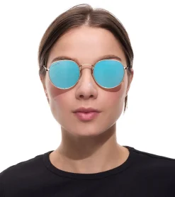 Sonnenbrillen*MILLNER Covent Garden Damen Sonnenbrille Polarisiert und Verspiegelt 100% UV 400 Schutz Filterkategorie 3 Urlaubs-Brille 0020105 Gold/Blau