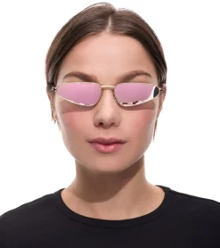 Sonnenbrillen*MILLNER Gatwick Damen Sonnenbrille Polarisiert oder Verspiegelt 100% UV 400 Schutz Filterkategorie 3 Urlaubs-Brille in Katzenaugen-Form 002110 Gold/Rosa oder Gold/Grün Gatwick Gold/Rosa