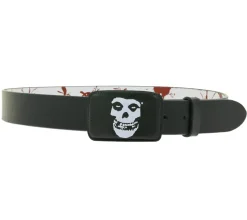 Gürtel*BioworldMerch MISFITS Gürtel der Punk-Band für Damen und Herren mit aufgenähtem Schriftzug und Schnalle mit Patch Freizeit-Gürtel BT109172MIS Schwarz/Weiß