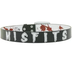 Gürtel*BioworldMerch MISFITS Gürtel der Punk-Band für Damen und Herren mit aufgenähtem Schriftzug und Schnalle mit Patch Freizeit-Gürtel BT109172MIS Schwarz/Weiß