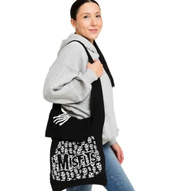 Rucksäcke & Taschen*BioworldMerch Misfits Punk-Band Damen Tasche mit angenähter Kapuze Baumwoll-Tasche Handtasche LB103081MIS0 Schwarz/Weiß