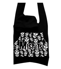 Rucksäcke & Taschen*BioworldMerch Misfits Punk-Band Damen Tasche mit angenähter Kapuze Baumwoll-Tasche Handtasche LB103081MIS0 Schwarz/Weiß