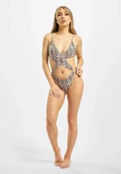 Bademode & Nachtwäsche*Missguided Badeanzug mit Leopardenmuster und extremen Cut-Outs in Braun