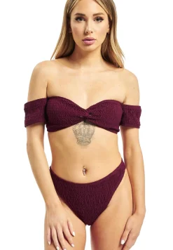 Bademode & Nachtwäsche*Missguided Crinkle Milkmaid-Bikini mit Unterteil in Rot