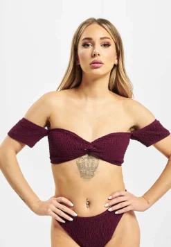 Bademode & Nachtwäsche*Missguided Crinkle Milkmaid-Bikini mit Unterteil in Rot