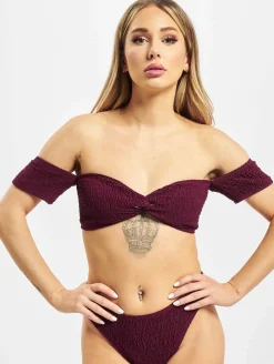 Bademode & Nachtwäsche*Missguided Crinkle Milkmaid-Bikini mit Unterteil in Rot