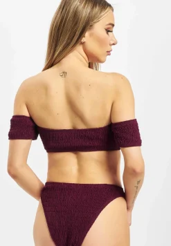 Bademode & Nachtwäsche*Missguided Crinkle Milkmaid-Bikini mit Unterteil in Rot