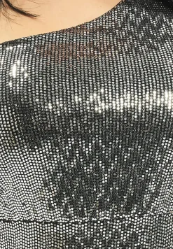 Kleider*Missguided Minikleid mit One-Shoulder-Träger und Puffärmeln in Silber